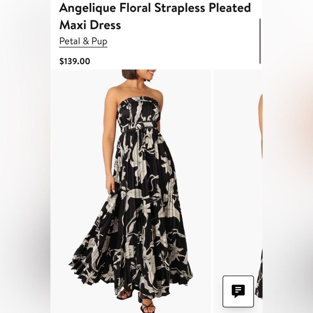 Petal & Pup Black and White Floral Strapless Maxi Dress